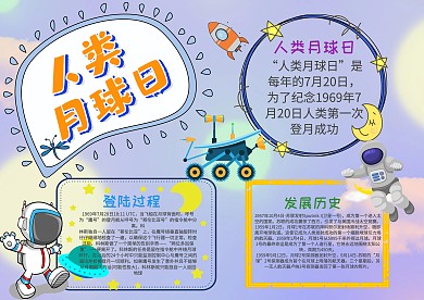 小学生人类月球日手抄报模板