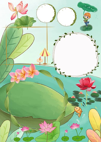 绿色卡通夏至手抄报版面设计