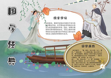 水墨风国学经典小报手抄报模板