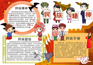 民族团结小报民族精神手抄报模板
