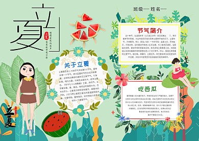 二十四节气立夏手抄报模板