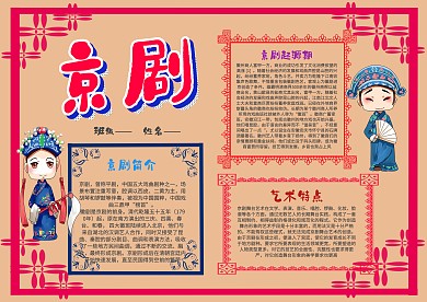 小学生京剧漂亮手抄报模板