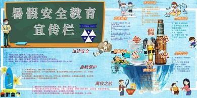 暑假安全教育宣传栏校园展板模板