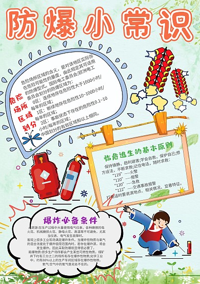 小学生防爆常识手抄报模板