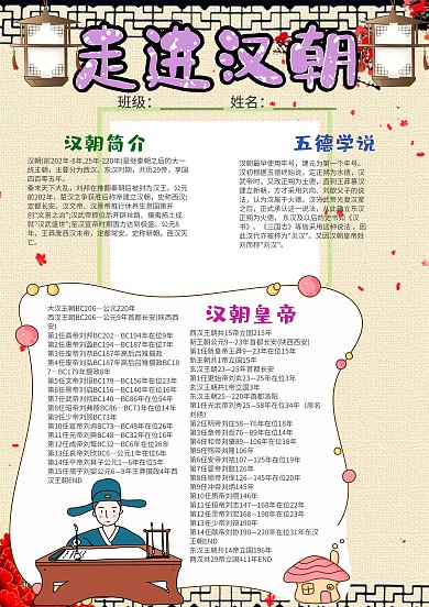 走进汉朝小报手抄报模板