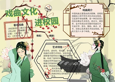 戏曲文化进校园漂亮手抄报模板