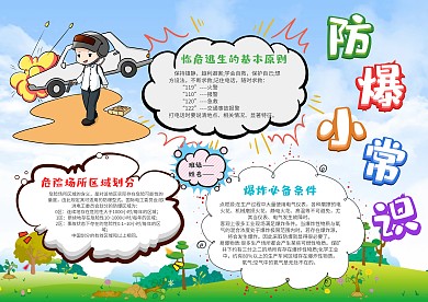 卡通防爆小常识手抄报模板
