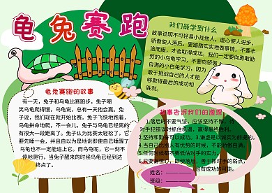 龟兔赛跑寓言故事小学生手抄报