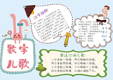 小学生数字儿歌漂亮手抄报模板