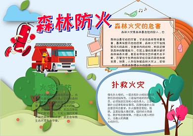 电子森林防火手抄报