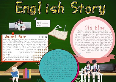 英语故事卡通小学生小报模板