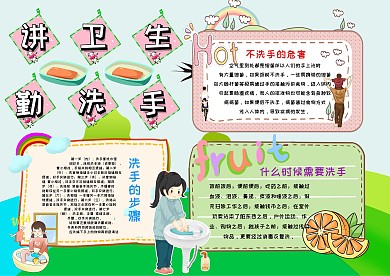 电子讲卫生 勤洗手小报