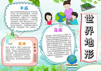 小学生地形介绍手抄报模板