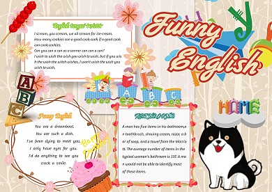 趣味英语卡通小学生英语知识手抄报模板