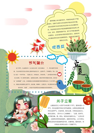 二十四节气立夏手抄报模板