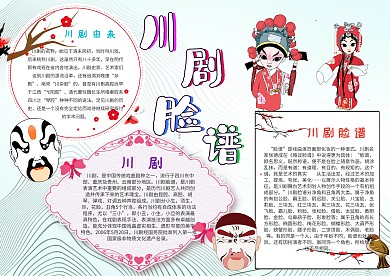 卡通川剧脸谱漂亮手抄报模板