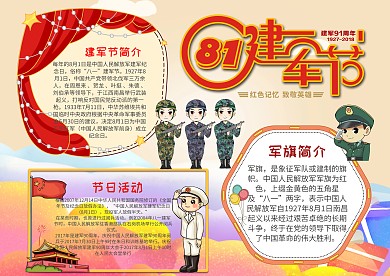小学生建军节漂亮手抄报模板