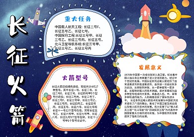 小学生长征火箭手抄报模板