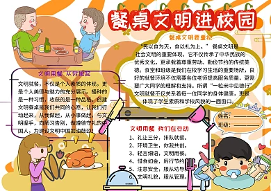 餐桌文明进校园文化礼仪小报小学生手抄报