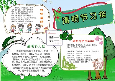 卡通清明节习俗手抄报