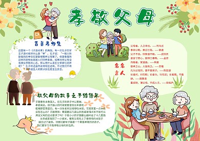 孝敬父母手抄报模板家庭生活小报