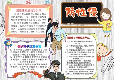 卡通防性侵小学生教育宣传手抄报