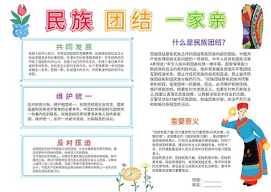 中学生民族团结一家亲手抄报模板