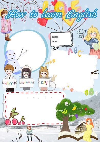怎样学习英语卡通手抄报版面设计