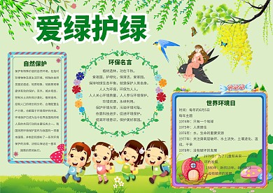 爱绿护绿环境保护手抄报
