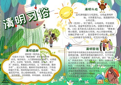 清明习俗清明小报手抄报模板