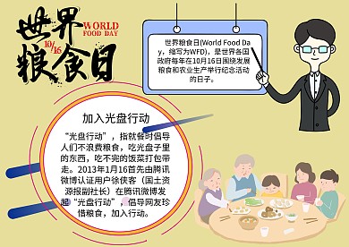 世界粮食日倡导光盘行动手抄报模板