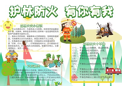 护林防火有你有我消防安全小报手抄报模板