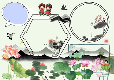 水墨二十四节气夏至手抄报版面设计
