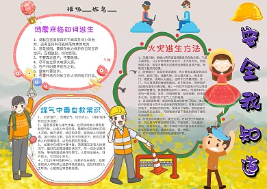 小学生安全我知道手抄报模板