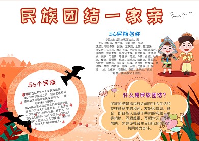 小学生民族团结手抄报模板
