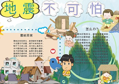 地震不可怕防震减灾小报手抄报模板