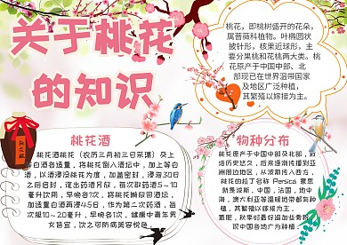 关于桃花的知识学科小报手抄报模板
