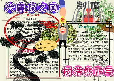 兴廉政之风党建小报小学生手抄报
