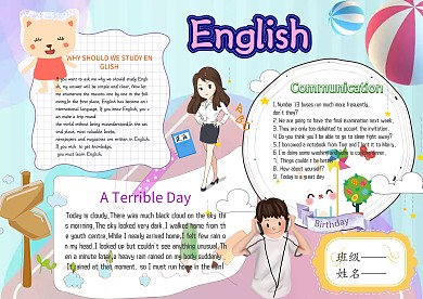 卡通英语手抄报