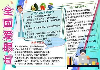 全国爱眼日保护视力小报小学生手抄报