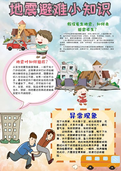 小学生地震避难小知识手抄报模板