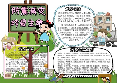 防震减灾小报防震减灾珍爱生命手抄报模板
