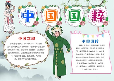 卡通中国国粹手抄报模板
