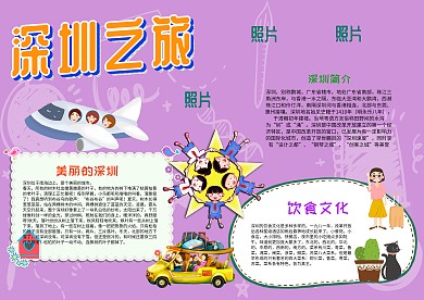 小学生深圳之旅手抄报模板