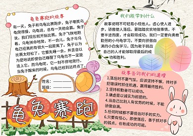 龟兔赛跑寓言故事小学生手抄报