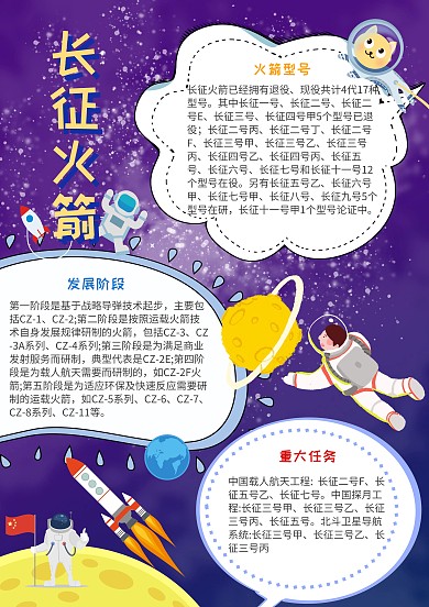 长征火箭漂亮手抄报模板