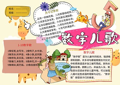 数字儿歌童谣小报小学生手抄报