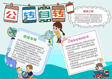 小学生公转自转手抄报模板