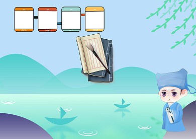 蓝色文言文漂亮手抄报版面设计