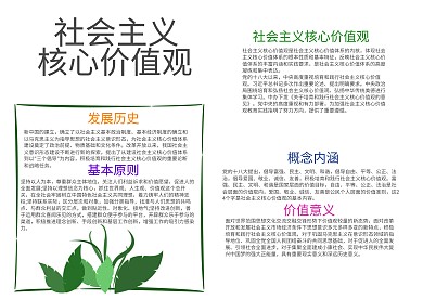 清新社会主义核心价值观中学生手抄报模板